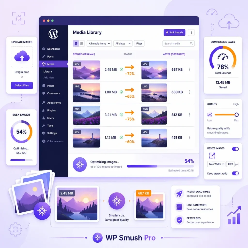 افزایش چشمگیر رتبه سئو با افزونه Smush | فشرده‌سازی تصاویر بدون افت کیفیت!