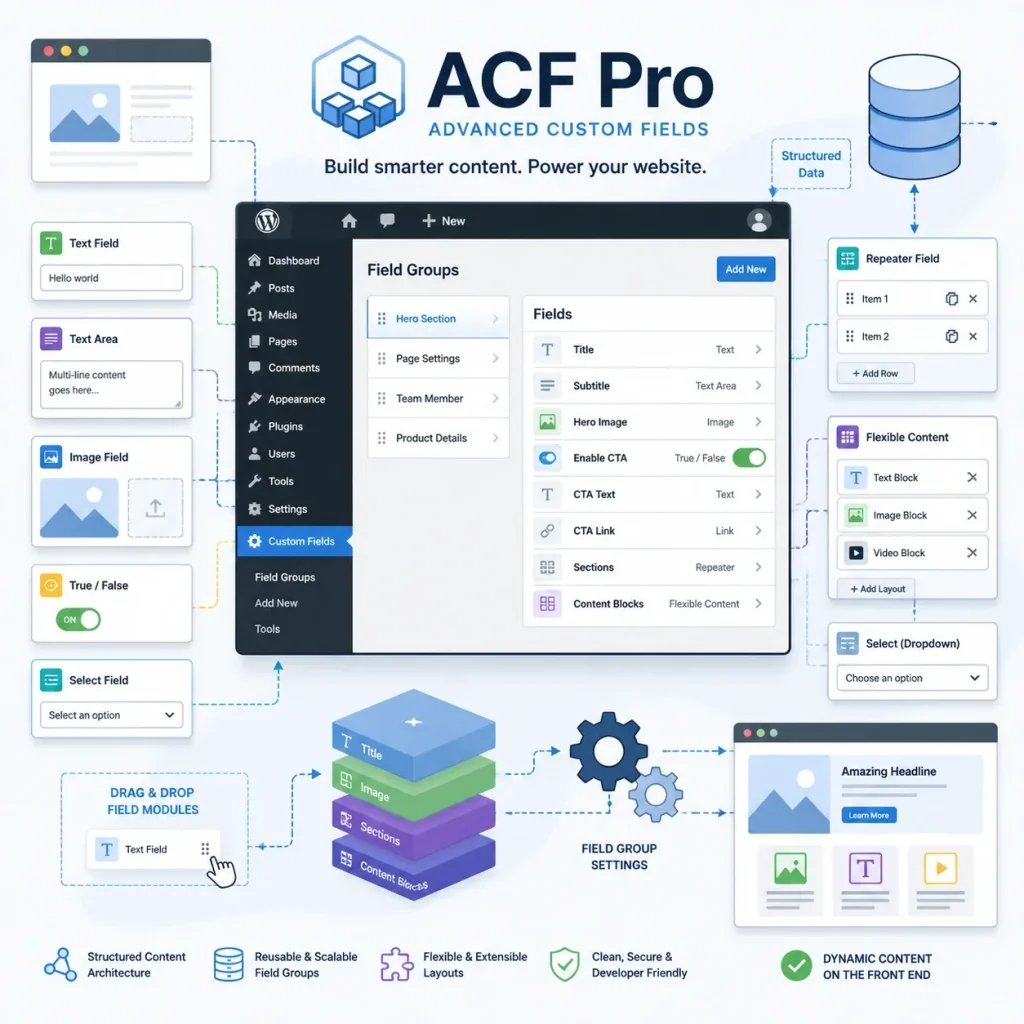 ACF وردپرس:راهنمای جامع از صفر تا صد برای ساخت سایت‌های حرفه‌ای (با مثال‌های کاربردی)